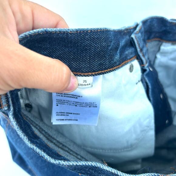 Toteme Classic Denim Shorts Jean Long Jorts Bermuda Baggy Wide Leg 25 - Picture 14 of 16